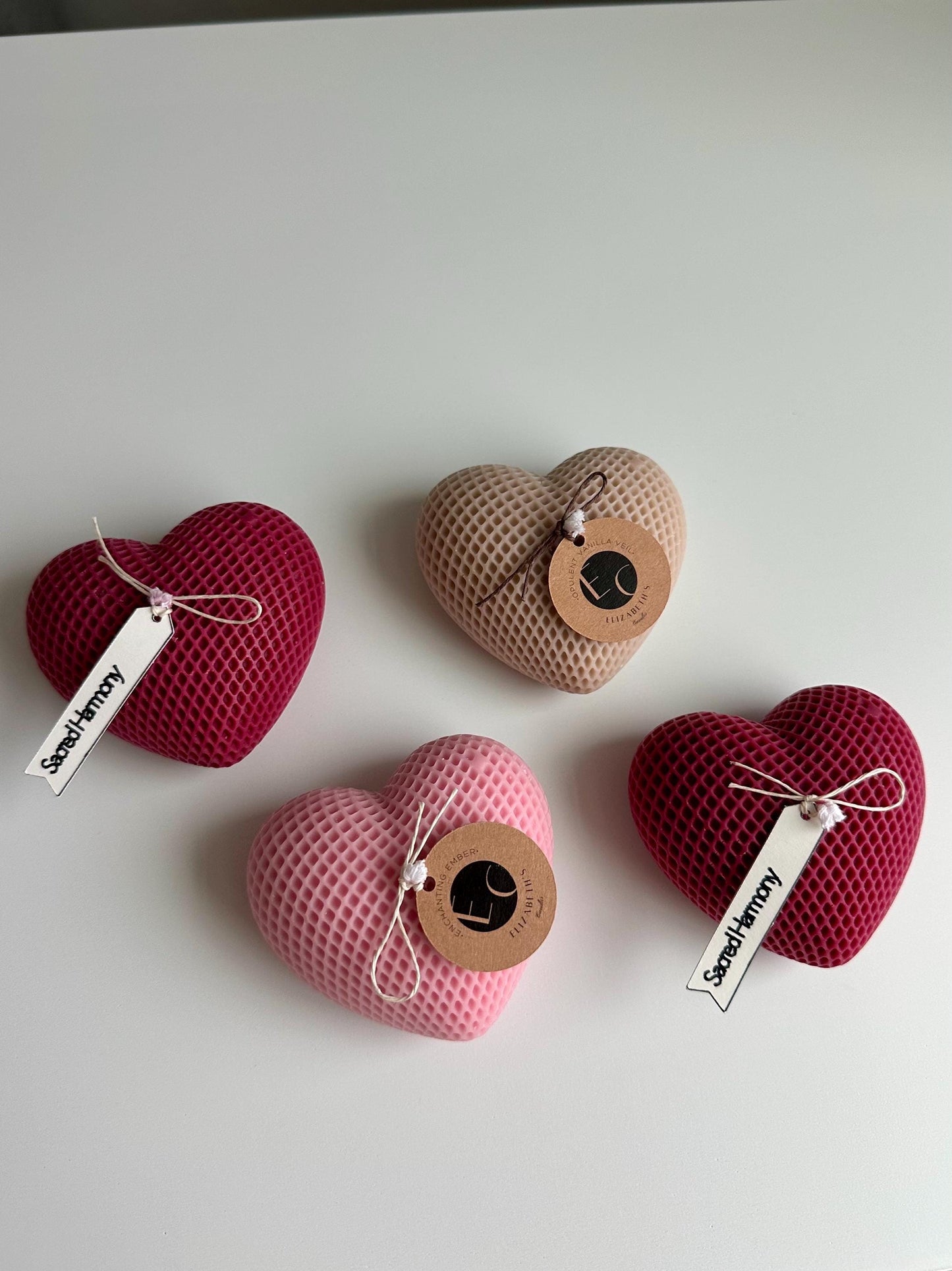 Romantic Heart Candles – Textured Handmade Elegance