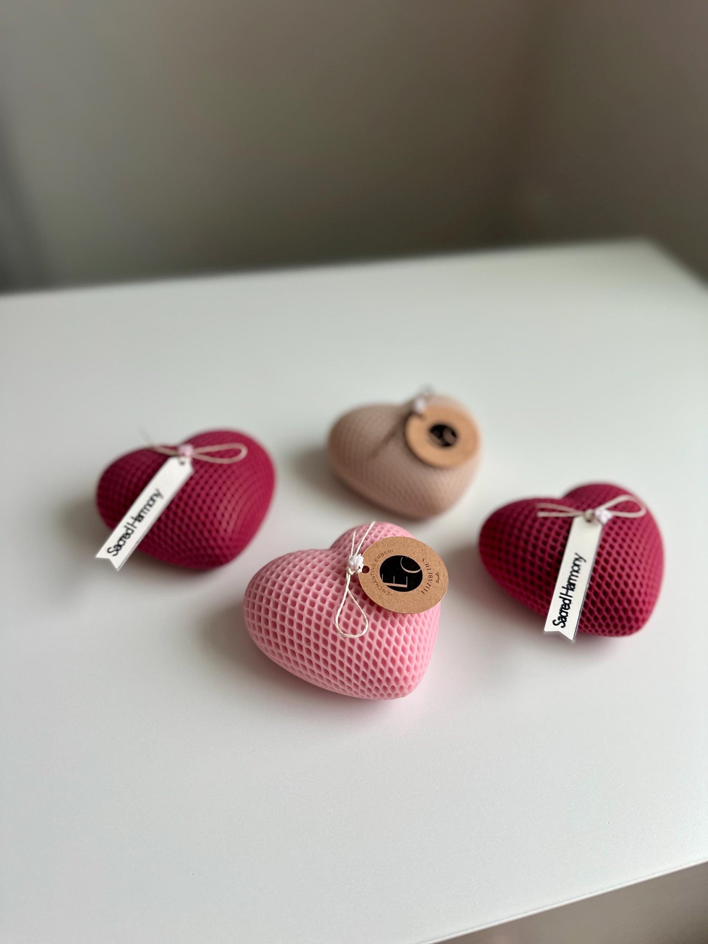 Romantic Heart Candles – Textured Handmade Elegance