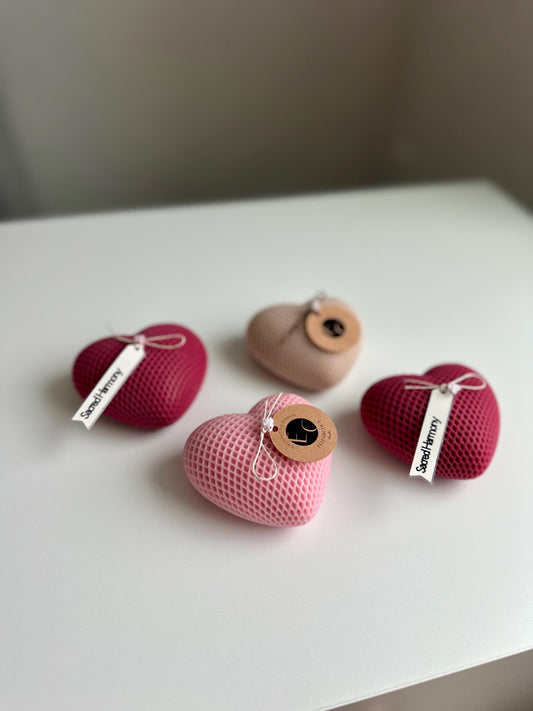 Romantic Heart Candles – Textured Handmade Elegance